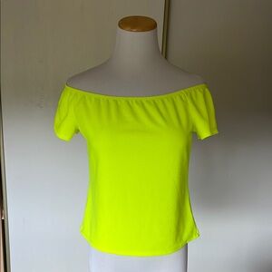 Off-Shoulder Neon Yellow Top. Size XL